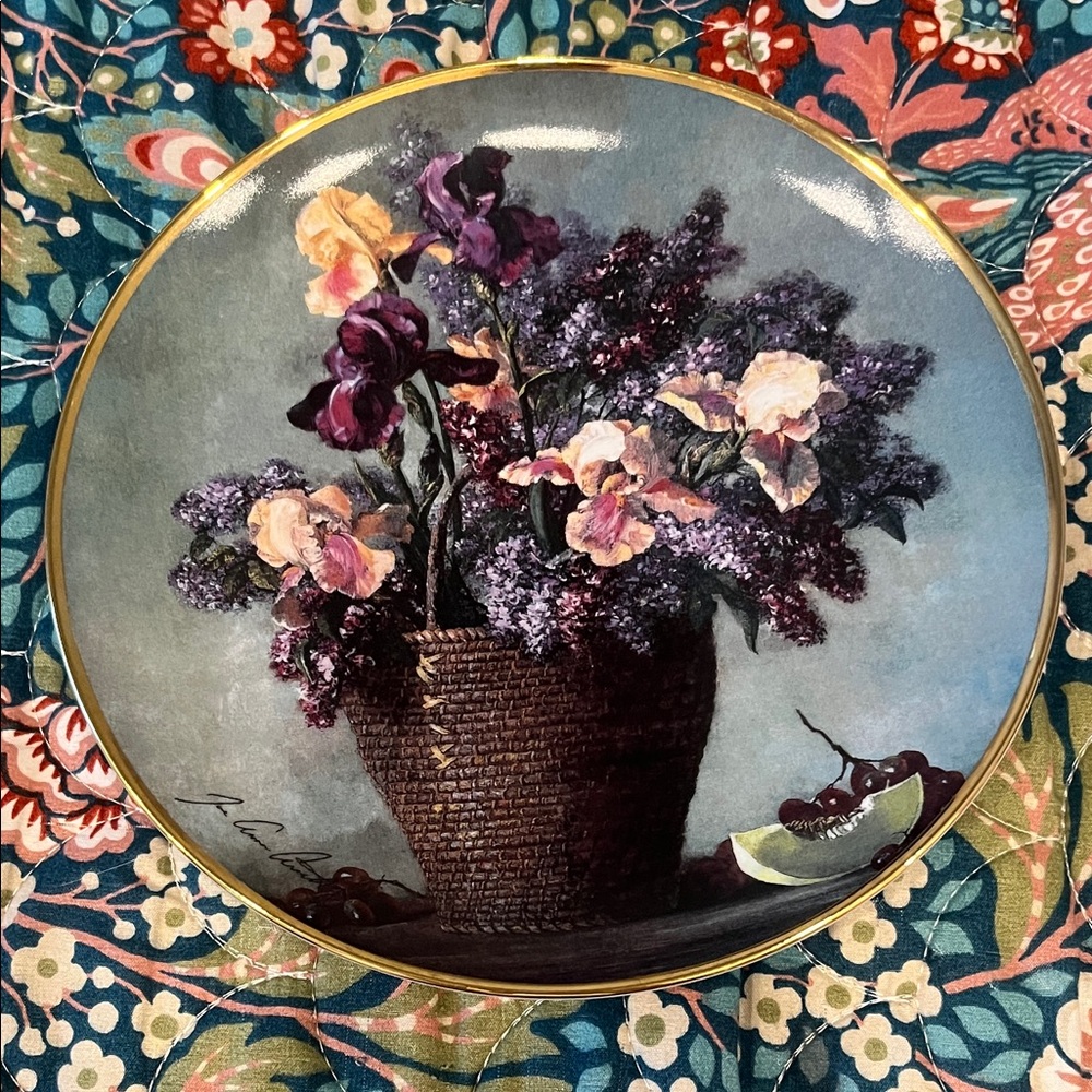 Franklin Mint Lilacs and Irises Porcelain Plate